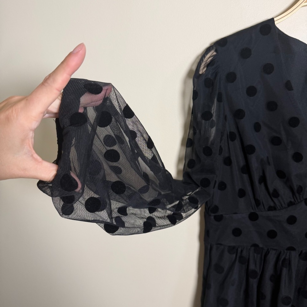 Boden Black Polka Dotted Long Sleeve Dress Polka Dot NWT Sz 8R Fun Tulle Classic - Picture 9 of 13